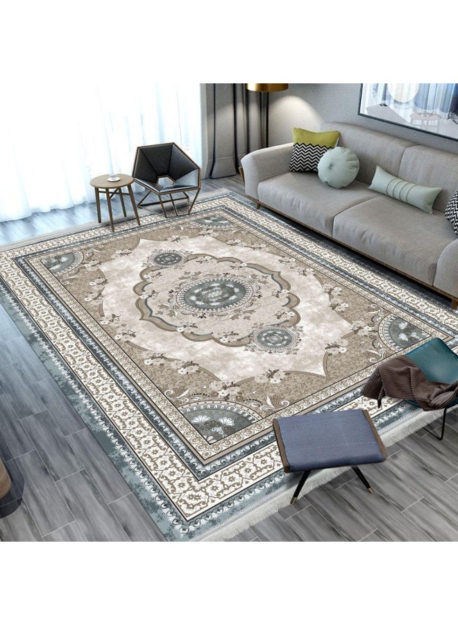 SMART HOME Large padded floor mat with a soft velvet surface and non-slip backing - Living room rug - Majlis rug - Lounge rug - Luxurious decorative rug - Elegant rug with modern patterns for living rooms and majlis - Size 350x250 cm - Suitable for everyday use and entertaining - Image 4